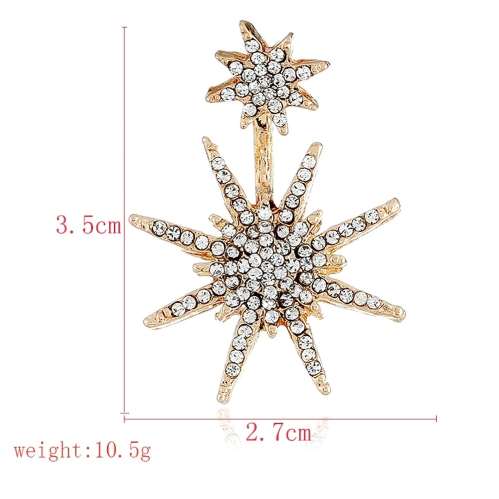 Gold Crystal Starburst Jacket Prom Bridal Earrings - Picture 6 of 7